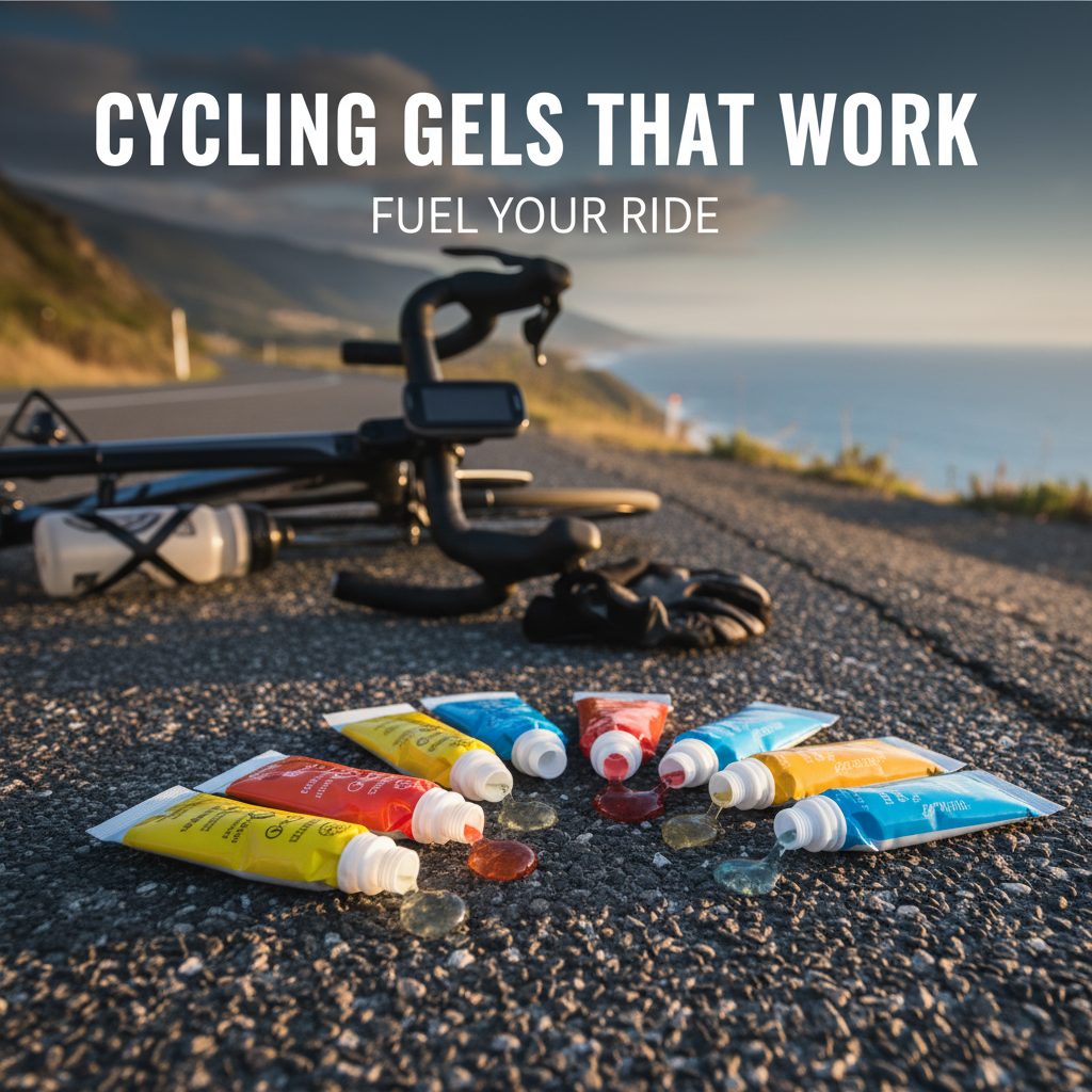 Professional blog header image for article titled: Cycling Gels That Work. High quality, relevant imagery, clean composition.