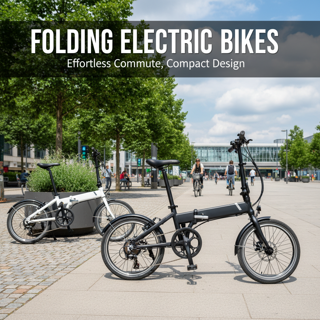 Professional blog header image for article titled: Folding Electric Bikes. High quality, relevant imagery, clean composition.
