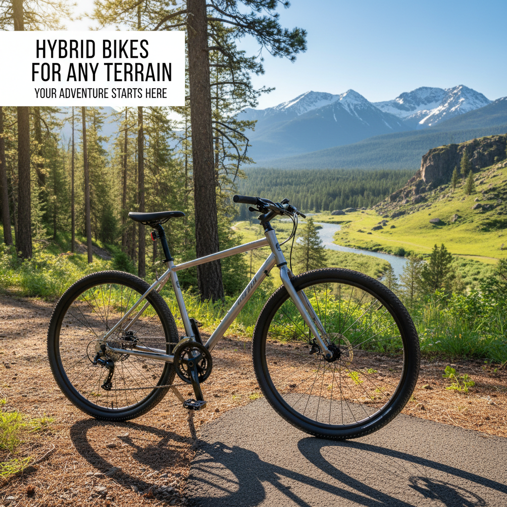 Professional blog header image for article titled: Hybrid Bikes for Any Terrain. High quality, relevant imagery, clean composition.