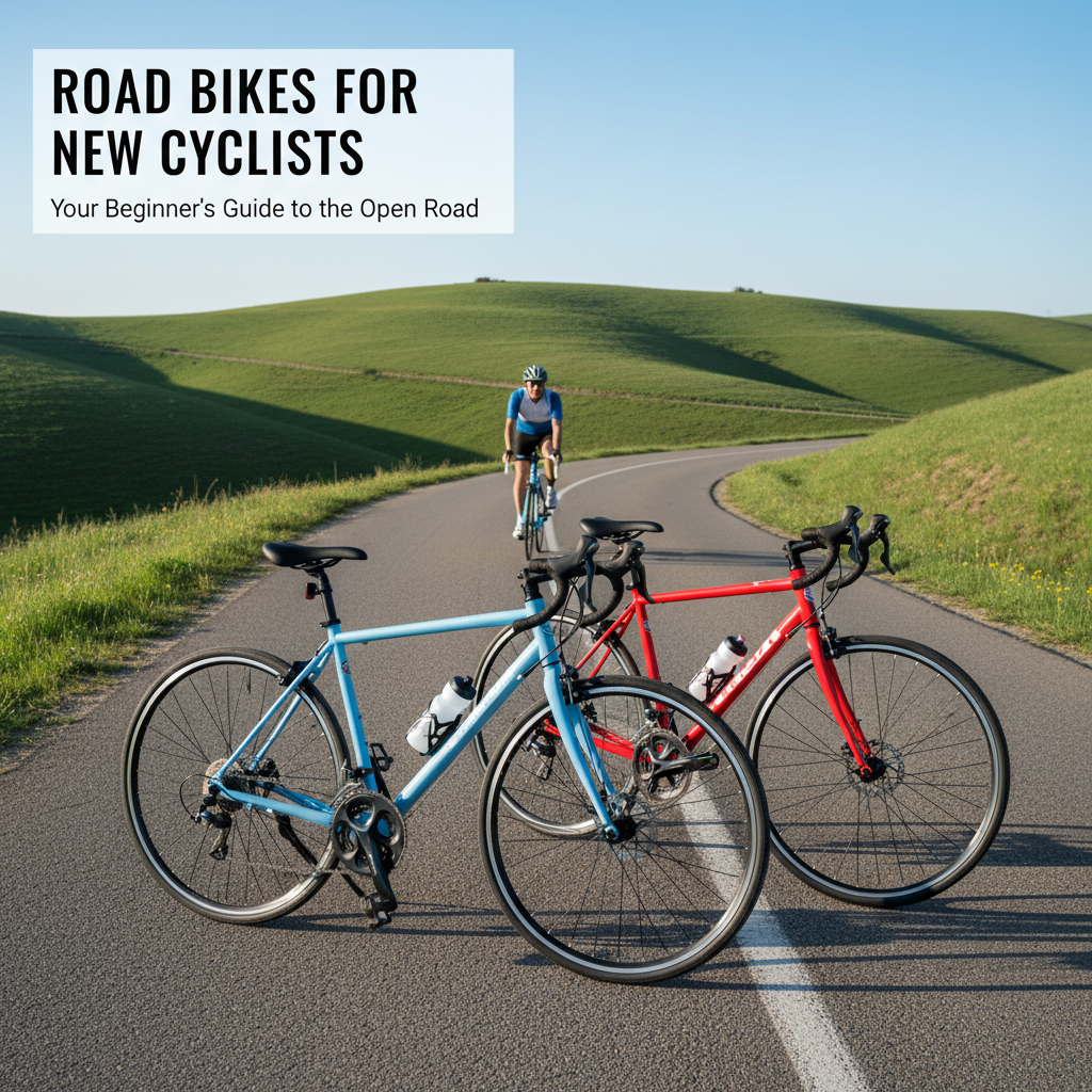 Professional blog header image for article titled: Road Bikes for New Cyclists. High quality, relevant imagery, clean composition.