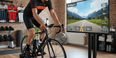 indoor cycling smart trainer rouvy app screen