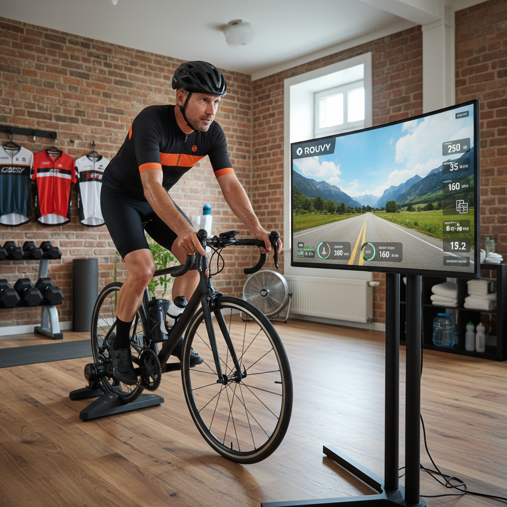 indoor cycling smart trainer rouvy app screen