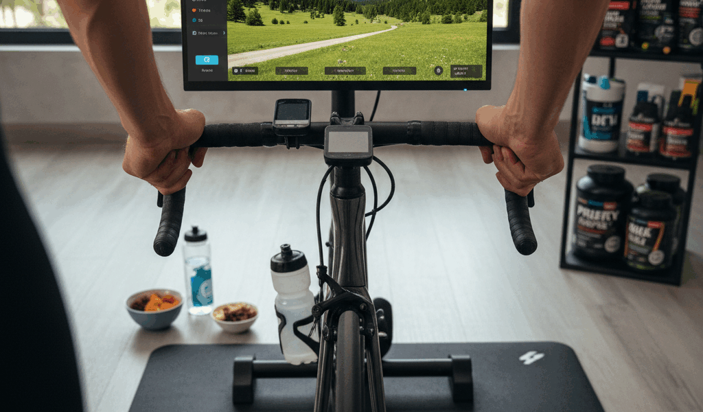 indoor cycling smart trainer Rouvy app screen