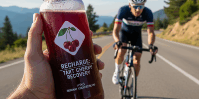 tart cherry juice recovery bottle cyclist