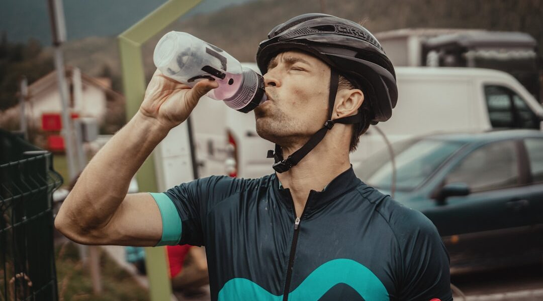 cyclist eating nutrition food during race