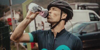 cyclist eating nutrition food during race