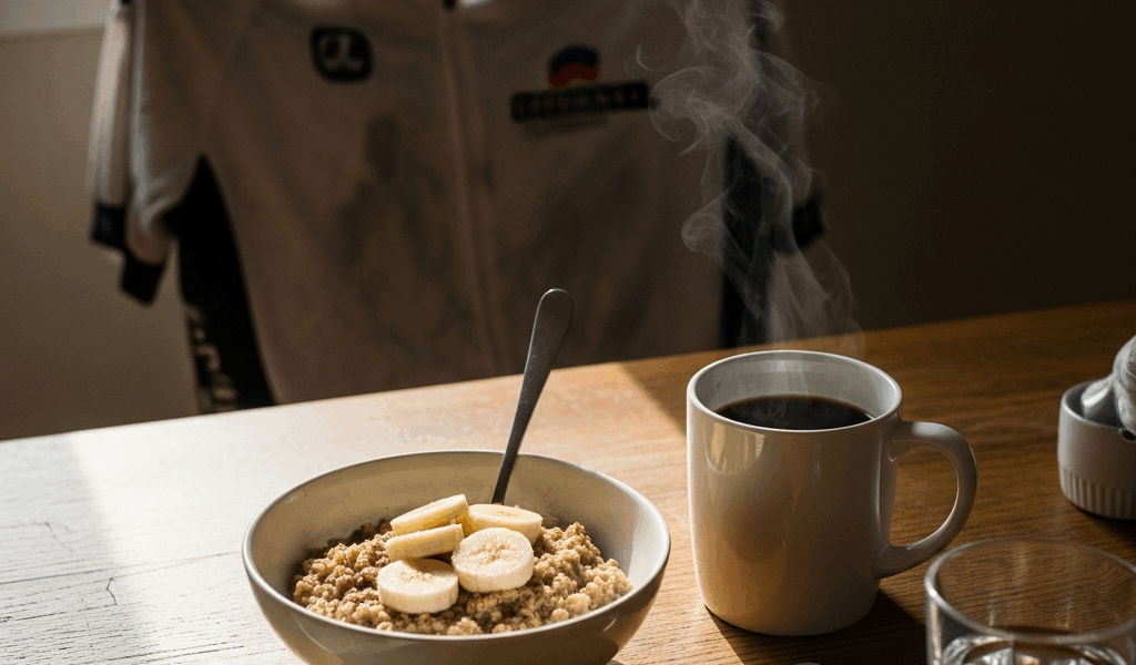cyclist s pre ride breakfast with oatmeal banana and coffee 20260331 084637